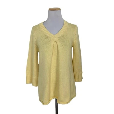 Suéter Blanco + Warren Cuello en V Para Mujer S Amarillo Mezcla de Algodón Lagenlook Foto 1 de 4