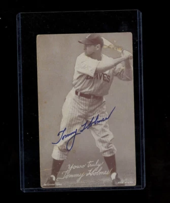 Autographed Tommy Holmes Exhibit Card Boston Braves - Image 1 of 2