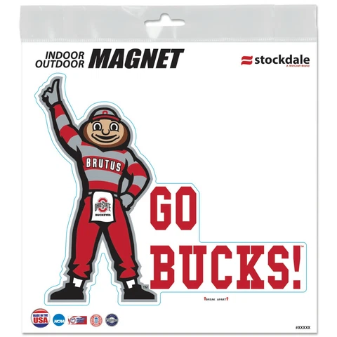 OHIO STATE BUCKEYES "GO BUCKS!" LARGE INDOOR OUTDOOR DIE-CUT MAGNET 9"X10.5" Cover