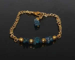 Brazalete de apatita en bruto de 9 pulgadas relleno de oro pulsera de apatita en bruto de plata alemana - Imagen 1 de 3