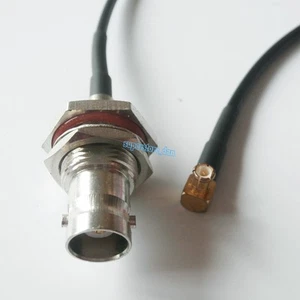 RG174 Cable BNC female Jack Bulkhead  to MCX plug male right angle pigtail 15cm - Picture 1 of 6