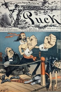 Henry Ward Beecher Boxer 1883 BROOKLYN BOXING CHAMPION PRAYER CURE Puck Print - Picture 1 of 11
