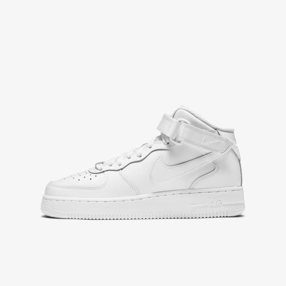 Size 4 (GS) - Nike Air Force 1 LE Mid Triple White