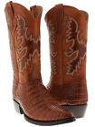 Mens Cowboy Boots J Toe Alligator Belly Pattern Leather Cognac Western Rodeo