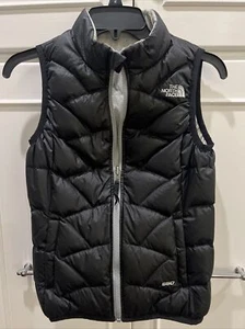 The North Face Vest Girls boy size m  10-13 BLACK zip 550 goose down puffer vest - Picture 1 of 17