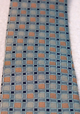 Milano, mens silk tie, square geometric pattern, grey mix