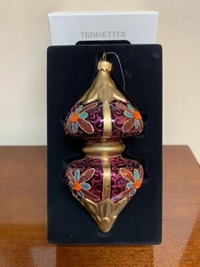 Trimsetter Dillards Royal Purple & Flower Handcrafted Ornament Handblown Glass - Picture 1 of 5