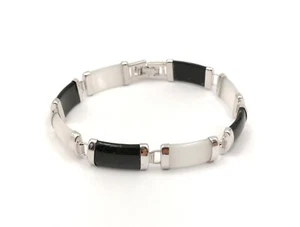 Multicolor Green Purple Jade Black Agate Shell 18KGP Snap Clasp Bangle Bracelet - Picture 1 of 54