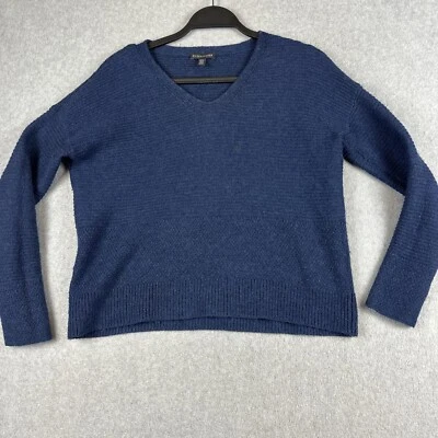 Suéter Eileen Fisher Mujer XS Azul Lana Yak Alpaca Recorte Hilo Italiano Cuello en V Foto 1 de 4