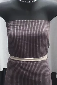 BROWN STRIPED LINEN / COTTON FABRIC : 145CM WIDE : PRICE PER 1/2 METRE : #HFB20 - Foto 1 di 4