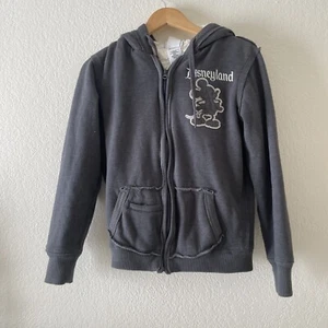 Felpa con cappuccio pelliccia sintetica Disney Parks Disneyland 55 anni ricamata grigia piccola - Foto 1 di 7