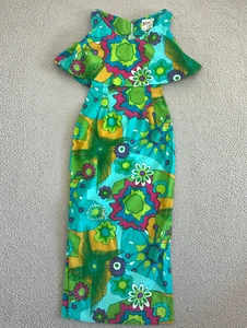 Vintage 70s Keone Hawaiian Maxi Dress XS Psychedelic Flower Power - Picture 1 of 11