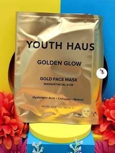 Youth Haus Golden Glow Face Mask HYALURONIC ACID+ Collagen+ RETINOL 3.17 fl oz - Picture 1 of 5
