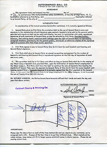 PAT KELLY 4x Signed Autographed Ball Co Contract 1969 Kansas City Royals Twins