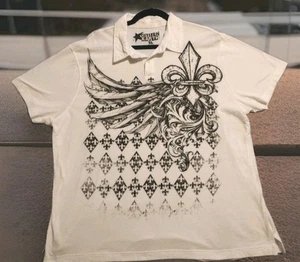 Vintage Y2K Citizen Earth Polo Tattoo Grunge Cyber Emo EUC Hip Hop White Fleur - Bild 1 von 7