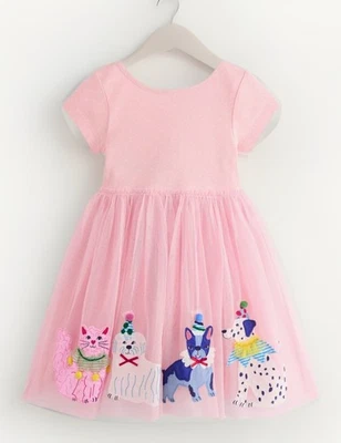 Vestido Mini Boden Rosa Tul, Aplique Perros: Nuevo Con Etiquetas (7-8 Años) Foto 1 de 3