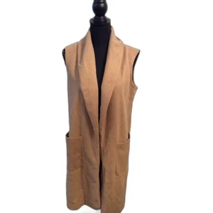 Joie Longline ärmellose Weste camel hellbraun Mantel vorne offen Medium M Staubwedel - Bild 1 von 6
