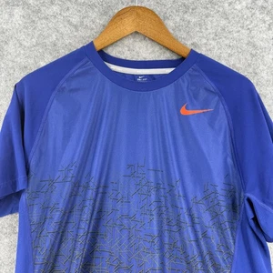 Nike Shirt Herren Large blau Dri-FIT Tennis Grafik Raglan Athletic Swoosh Tee - Bild 1 von 12