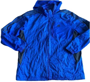 Adidas Full Zip Mesh Lined Packable Hood Wind Jacket Blue Large - Picture 1 of 8