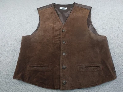 Chaleco Western De Colección Para Hombres Marrón XL Gamuza Vaquero Rodeo Rancho Bolsillos Botón Delantero Foto 1 de 4