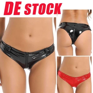 DE Damen Slip Lackleder Unterhose Leder Tanga Strings mit Reißverschluss Panties - Bild 1 von 45