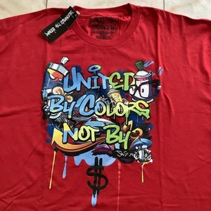 UNITED BY COLORS NOT BY $ Men’s Red Cotton T-Shirt Danger Hill Strangers 3XLarge - Picture 1 of 7