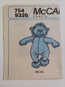 10" Berenstain Bear Stuffed Plush McCall's Craft Pattern 754 9326 NO ENVELOPE UC - Picture 1 of 5
