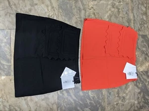 2-Victoria Beckham for Target Black & Orange Scallop Trim Twill Skirts Med NWT - Picture 1 of 6