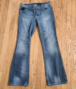 Harley Davidson Bootcut Jeans Black Lace Detail Contrast Stitch Womens 10 tall - Picture 1 of 16