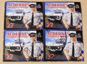Alderney, Guernsey block of 4 used postage stamps - police - Picture 1 of 1