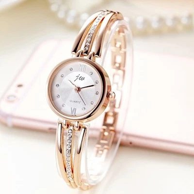 Rose Gold Womens Fashion Dress Rhinestone Quartz Split  Bracelet Watches - Изображение 1 из 4