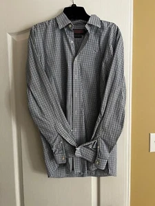 Vineyard Vines Plaid Whale Shirt Youth Sz XL 20 Blue Gray Plaid  Long Sleeve - Picture 1 of 5