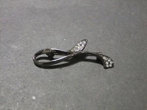 Compagna Dress Brooch Blackened Finish with White Stones CLEARANCE - Imagen 1 de 3