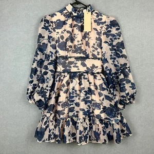 Keepsake Dress Womens Extra Small Blue Pink Floral Halo Mink Botanic Sheer NEW - Picture 1 of 7