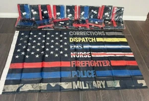 No One Fights Alone Flag 3x5 FT, First Responders American Flags Office Garage - Picture 1 of 8