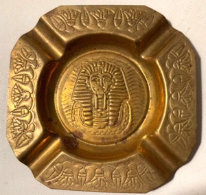 Cenicero Vintage King Tut Coleccionistas Egipcios Latón 4" Egiptomania Precioso - Imagen 1 de 3