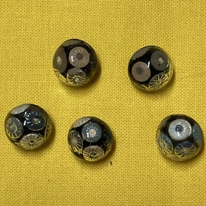 Set of 5 Vintage Glass Paperweight Buttons Floral Tiny Glass Dome - Picture 1 of 9