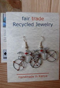 Afrikanischer Schmuck Recycelt Fahrrad Perlen Ohrringe Kenia Fair Trade Rot - Bild 1 von 1