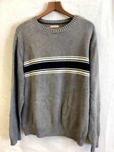St Johns Bay Crewneck Heavyweight 90s Vintage Sweater Gray with Stripe mens XL - Picture 1 of 7