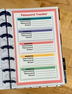 Organizador de contraseñas inserto de tablero de dos caras para usar con MINI Happy Planner- - Imagen 1 de 4