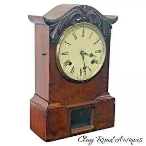 antique burl walnut carved mantle clock 1800s victorian classical London - Picture 1 of 24