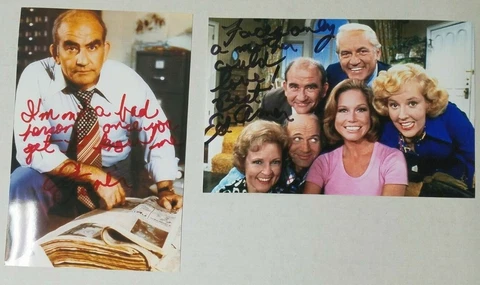 Lot of 2 ED ASNER Autographed / Signed Photos Autograph Picture RP Cover