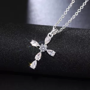 Cross Jewelry Cubic Zirconia Fashion Silver,Gold Necklaces Pendant for Women - Picture 1 of 5