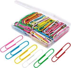 Paper Clips, 100Pcs 2 Inch Large Paper Clips, Assorted Colored Coated Jumbo P... - Picture 1 of 7