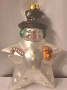 (2) star snowman glass ornaments By Thomas Pacino 2003 - Imagen 1 de 6