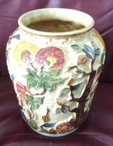 H.J. Wood Art Deco Majolica Hand Painted Indian Tree Pattern Large Vase no. 573 - Picture 1 of 4