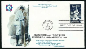 USA, SCOTT # 2046, JOHN KIERAN FDC COVER OF BASEBALL LEGEND BABE RUTH, 1983 - Picture 1 of 1