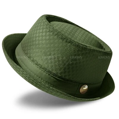 Porkpie Light Weight Mesh Fedora hat Summer Classic Trilby Cuban Beach Sun Cap - Image 1 of 4