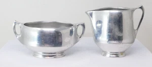 Mid-Century Picquot Ware Cream Jug Sugar Bowl Magnalium Set - Picture 1 of 12