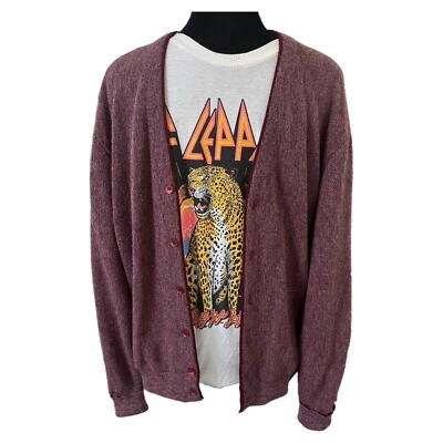 Cárdigan Jantzen Vintage Años 70 Borgoña Brezo Kurt Cobain Suéter - Para Hombre Mediano Foto 1 de 4